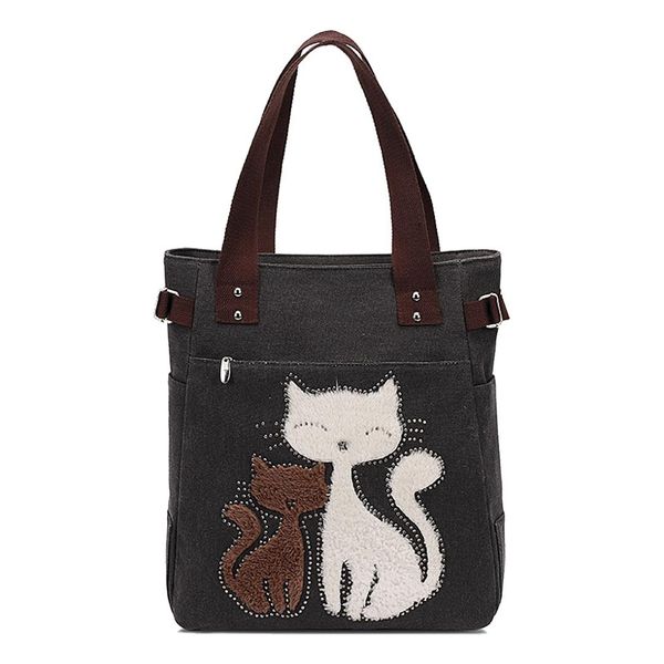 women's messenger handbag canvas bag with cute cat small shopping shoulder bag 
women's messenger handbag canvas bag with cute cat small shopping shoulder bag