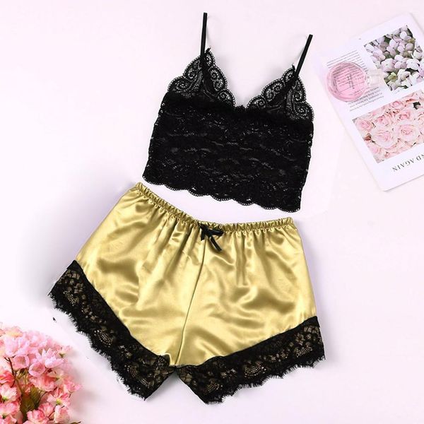 new women v-neck silk lace stain trim camisole pajamas sleepwear shorts set dress lingerie sleepwear new l26#, Red;black
new women v-neck silk lace stain trim camisole pajamas sleepwear shorts set dress lingerie sleepwear new l26#, Red;black