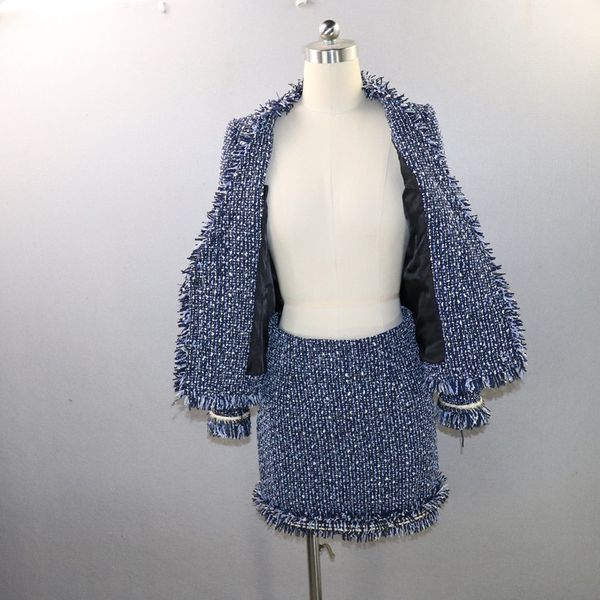 two piece dress brand women fashion tweed tassel jacket a line outfits business office lady skirt set xs-xl, White
two piece dress brand women fashion tweed tassel jacket a line outfits business office lady skirt set xs-xl, White