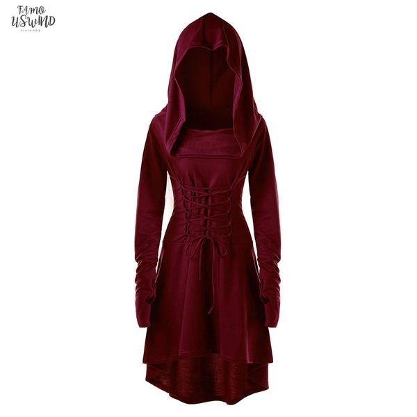 women vintage female pullover high low bandage long dress costumes lace up hooded dress cloak casual polyester solidclothes robe femme, Black;gray
women vintage female pullover high low bandage long dress costumes lace up hooded dress cloak casual polyester solidclothes robe femme, Black;gray