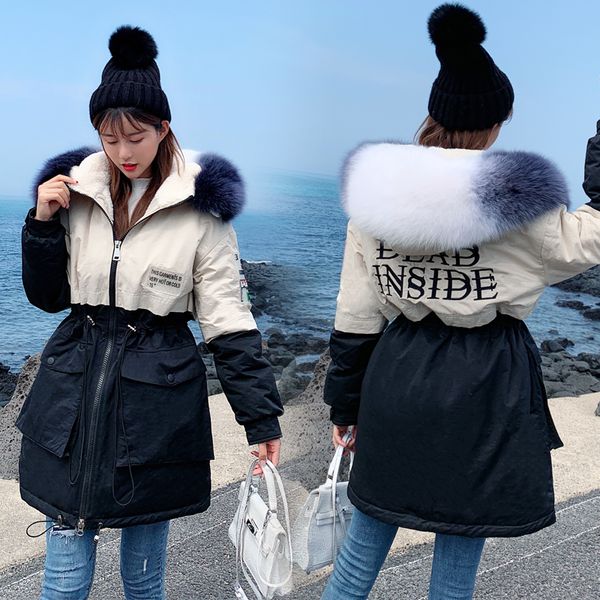 cashmere coat women 2019 winter new casual long-sleeved big fur female outerwear letter print medium long cashmere cotton jacket, Black
cashmere coat women 2019 winter new casual long-sleeved big fur female outerwear letter print medium long cashmere cotton jacket, Black