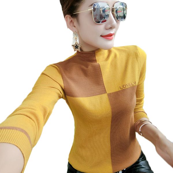 women sweater pullover new autumn winter tight knit bottom shirt colorblock long sleeve half turtleneck sweater women casual top, White;black
women sweater pullover new autumn winter tight knit bottom shirt colorblock long sleeve half turtleneck sweater women casual top, White;black