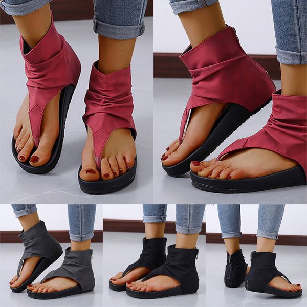 sandals women open toe ladies summer flats thong flip flops back zips shoes k2, Black
sandals women open toe ladies summer flats thong flip flops back zips shoes k2, Black