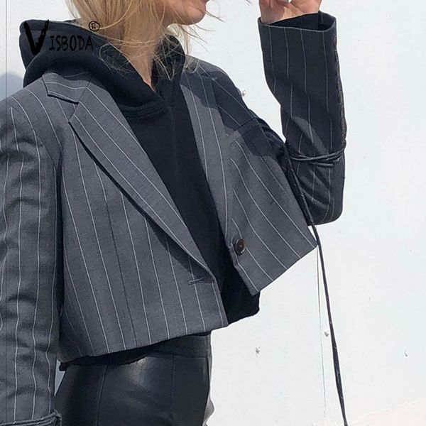 women's suits & blazers autumn winter striped classical short blazer korean women fashion gray coats female chic long sleeves jackets, White;black
women's suits & blazers autumn winter striped classical short blazer korean women fashion gray coats female chic long sleeves jackets, White;black