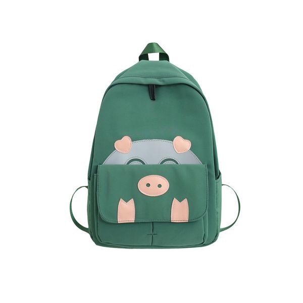 student backpack cute piggy print female middle school student schoolbag reflective travel backpack