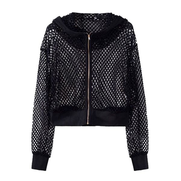 women cropped hoodie mesh long sleeve sports crop hoodies casual harajuku kpop hooded pocket 2019 fashion zipper coat, Black
women cropped hoodie mesh long sleeve sports crop hoodies casual harajuku kpop hooded pocket 2019 fashion zipper coat, Black