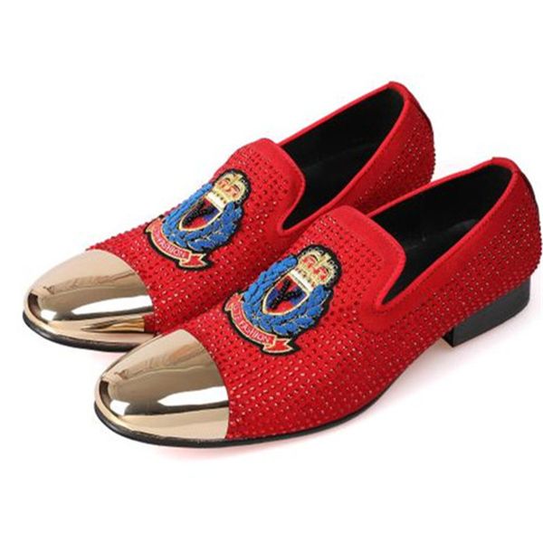 gold metal round toe rivet red casual slip on dress men shoes wedding banquet fashion handmade shoes, Black
gold metal round toe rivet red casual slip on dress men shoes wedding banquet fashion handmade shoes, Black