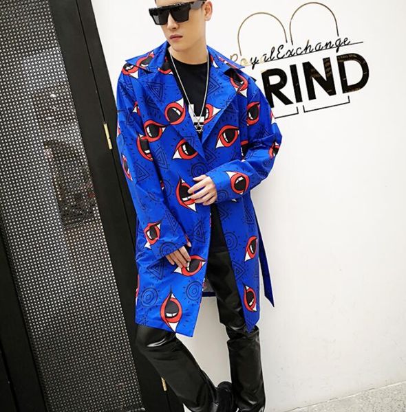 mens trench coats man mid-length coat men personality printed blue clothes overcoat long sleeve singer stage new designer b679, Tan;black
mens trench coats man mid-length coat men personality printed blue clothes overcoat long sleeve singer stage new designer b679, Tan;black