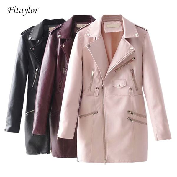 fitaylor 2019 new women soft faux leather long jacket autumn winter pu leather coat female motorcycle jacket, Black
fitaylor 2019 new women soft faux leather long jacket autumn winter pu leather coat female motorcycle jacket, Black