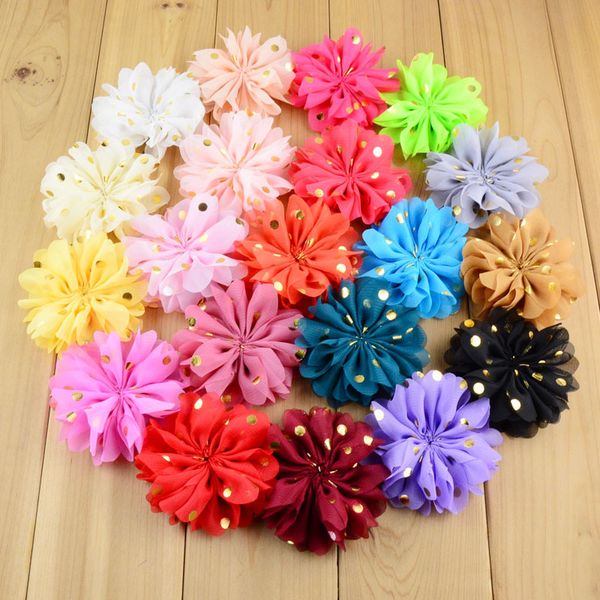 nishine 50pcs/lot 3.2" chiffon flower with gold dot hair flowers fabric flower for kids baby girls diy headband hair accessories, Slivery;white
nishine 50pcs/lot 3.2" chiffon flower with gold dot hair flowers fabric flower for kids baby girls diy headband hair accessories, Slivery;white