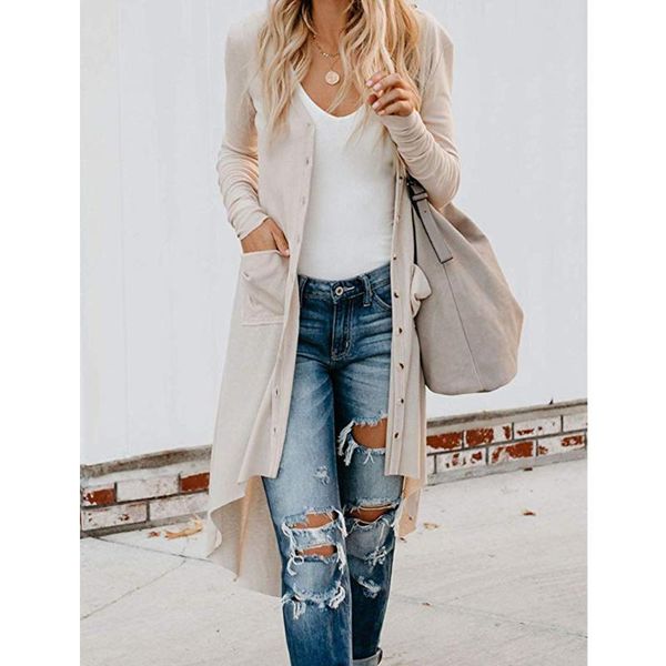 women's knits & tees solid fashion knitted women cardigan long sleeve with pocket daily casual button outwear fall slim shopping, White
women's knits & tees solid fashion knitted women cardigan long sleeve with pocket daily casual button outwear fall slim shopping, White