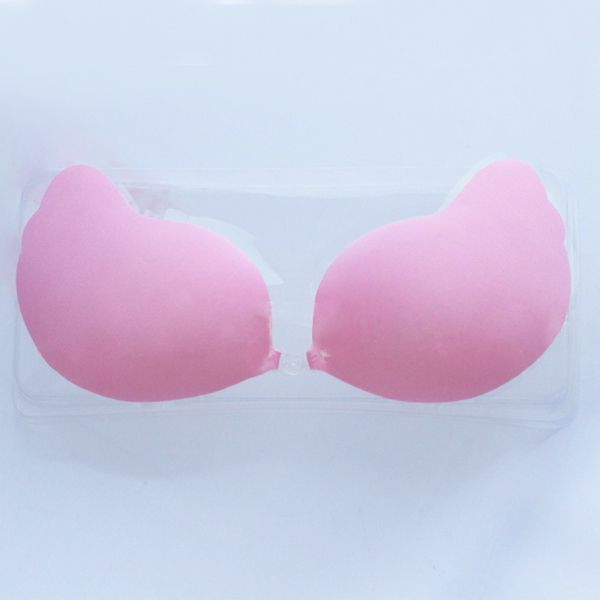 1000 pcs / lot women self adhesive strapless bandage blackless solid bra stick gel silicone push up bra, Red;black