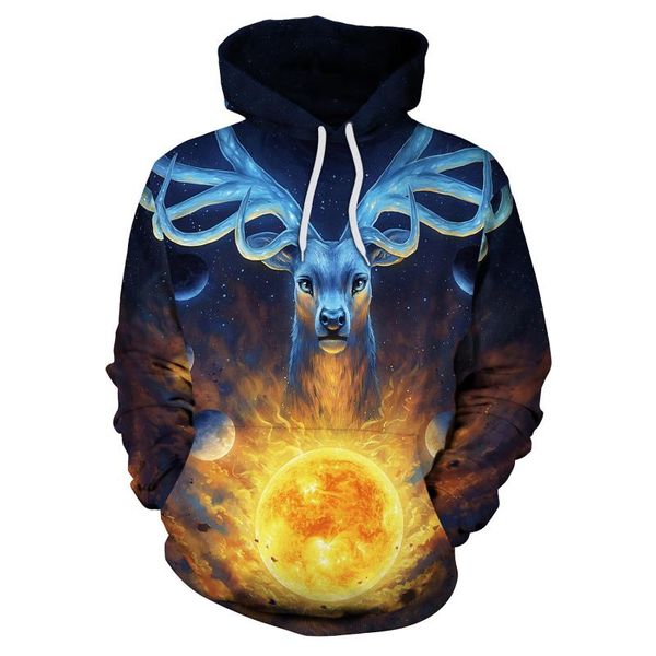 2020 men's elk 3d digital printed round neck turtleneck loose hooded men and women street hoodie, Black
2020 men's elk 3d digital printed round neck turtleneck loose hooded men and women street hoodie, Black