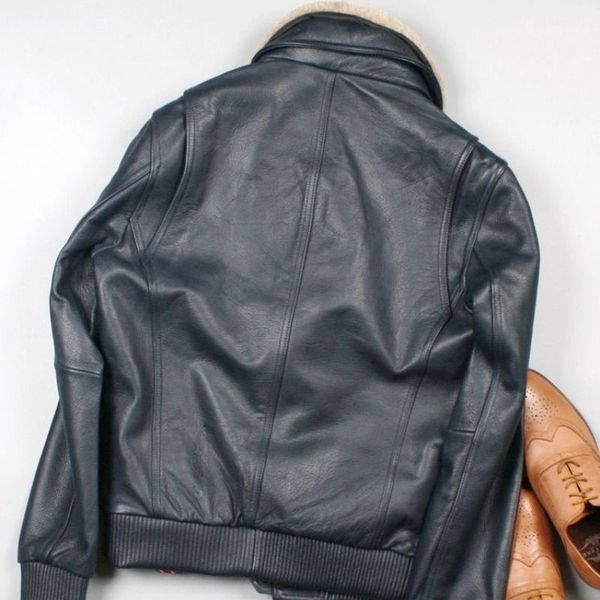 new cow genuine leather pilot jacket mens turn-down collar detachable slim jacket zipper casual thick real leather coat, Black
new cow genuine leather pilot jacket mens turn-down collar detachable slim jacket zipper casual thick real leather coat, Black