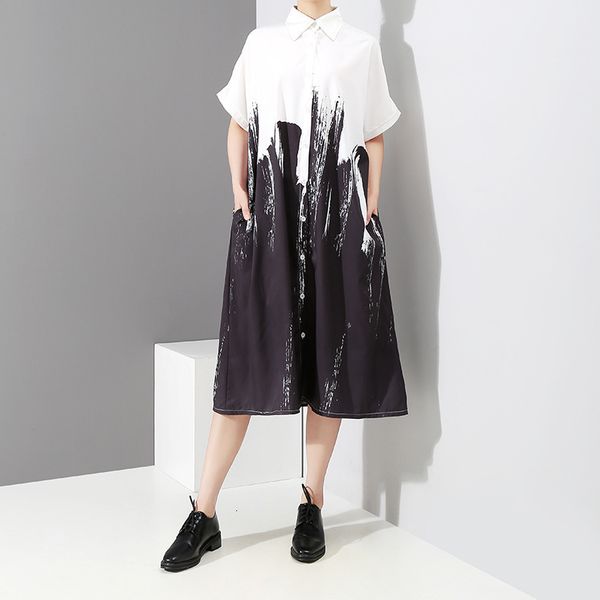 lanmrem women's clothes prints patchwork loose perosnlaity shirt style dress long big size 2020 spring summer fashion tide 1d75, Black;gray
lanmrem women's clothes prints patchwork loose perosnlaity shirt style dress long big size 2020 spring summer fashion tide 1d75, Black;gray