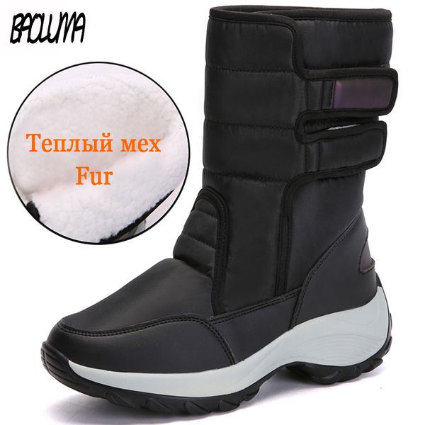 brand thick plush waterproof women snow boots mid-calf woman boots slip-on oxford cloth wedge warm casual shoes 2019, Black
brand thick plush waterproof women snow boots mid-calf woman boots slip-on oxford cloth wedge warm casual shoes 2019, Black