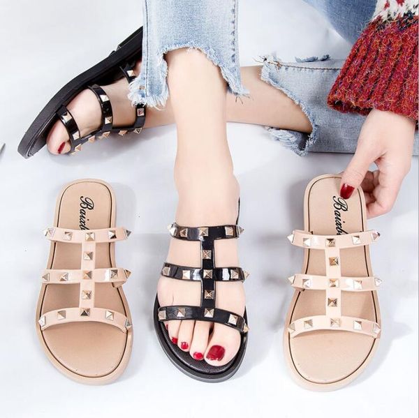 women rivets slippers summer slides open toe shoes flats glitter ephemeral plus size 36-40 black white outdoor footwear promot ing
women rivets slippers summer slides open toe shoes flats glitter ephemeral plus size 36-40 black white outdoor footwear promot ing
