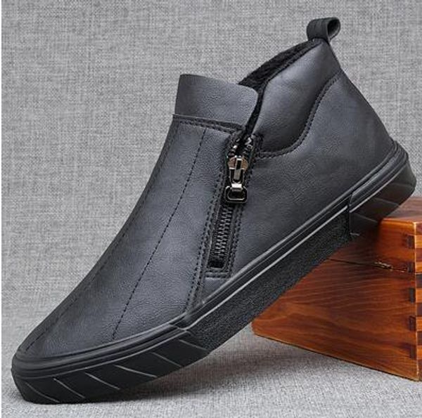 2019 winter trend boots new cool men zipper fur plush warm leather boots man trend short casual shoes, Black 
2019 winter trend boots new cool men zipper fur plush warm leather boots man trend short casual shoes, Black