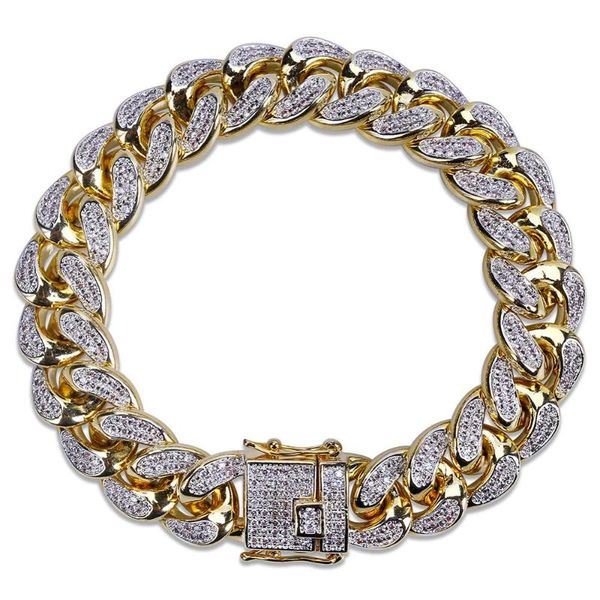 gold color plated 7 inch 14mm width micro pave cz hiphop jewelry chain bracelets, Black
gold color plated 7 inch 14mm width micro pave cz hiphop jewelry chain bracelets, Black