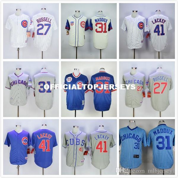 27 addison russell 31 maddux 41 john lackey retro jerseys white blue gray, Black;blue
27 addison russell 31 maddux 41 john lackey retro jerseys white blue gray, Black;blue