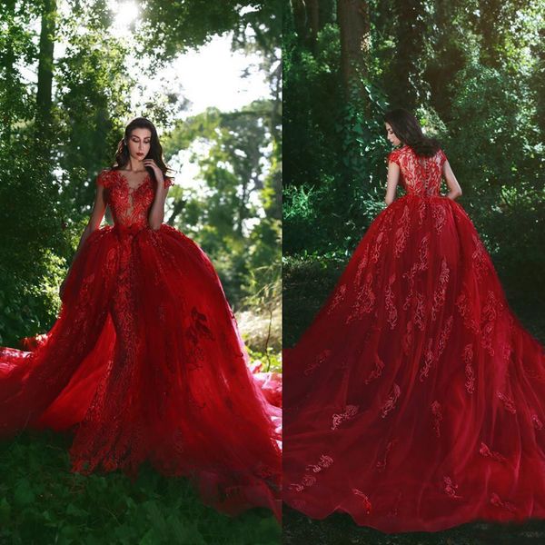 arabic red short sleeves lace mermaid evening dresses 2019 with beaded appliques detachable train v neck off shoulder formal prom gowns, Black;red
arabic red short sleeves lace mermaid evening dresses 2019 with beaded appliques detachable train v neck off shoulder formal prom gowns, Black;red