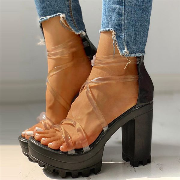 women sandals plus size 37-41 transparent pvc high heels shoes ladies pumps zipper gladiator sandalia feminina, Black
women sandals plus size 37-41 transparent pvc high heels shoes ladies pumps zipper gladiator sandalia feminina, Black