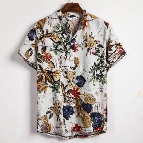 men's casual shirts modish special print men shirt summer stand collar hawaiian short sleeve loose henley beach streetwear, White;black
men's casual shirts modish special print men shirt summer stand collar hawaiian short sleeve loose henley beach streetwear, White;black