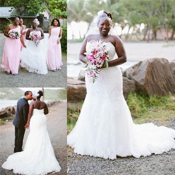 2020 african plus size mermaid wedding dresses lace applique sweep train strapless corset back country wedding gown vestido de novia, White
2020 african plus size mermaid wedding dresses lace applique sweep train strapless corset back country wedding gown vestido de novia, White