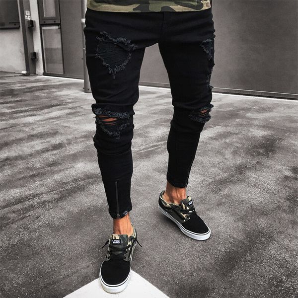 fashion men's black jeans ripped skinny destroyed frayed slim fit denim hip hop pants zipper plus size pants, Blue
fashion men's black jeans ripped skinny destroyed frayed slim fit denim hip hop pants zipper plus size pants, Blue