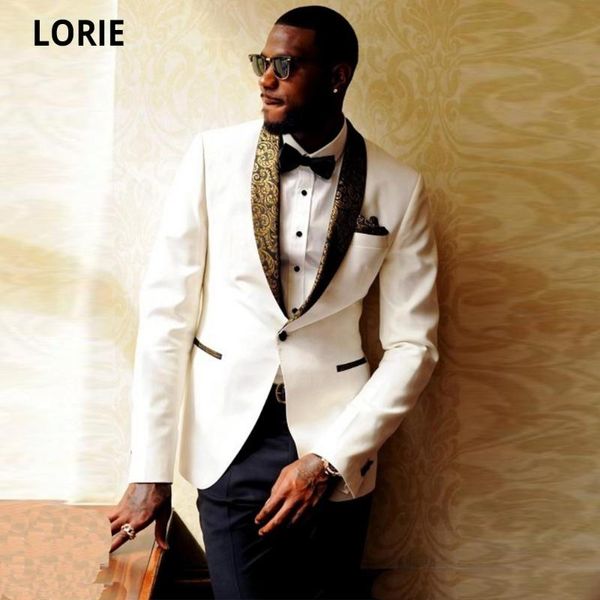 lorie white suit men for wedding 2020 custom made 2 pieces uxedos slim fit gold pattern laple suits one button groomsman suits, White;black
lorie white suit men for wedding 2020 custom made 2 pieces uxedos slim fit gold pattern laple suits one button groomsman suits, White;black
