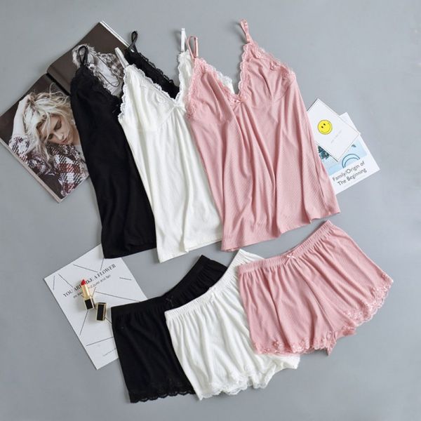 new lace sleepwear homewear pijama rib elastic cozy pyjamas women summer pyjama femme fashion solid pajama set, Black;red
new lace sleepwear homewear pijama rib elastic cozy pyjamas women summer pyjama femme fashion solid pajama set, Black;red
