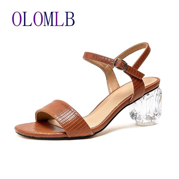 women sandals open toe thick waterproof high square heel wild fish mouth sandals slip-on pu leather brown black a713
women sandals open toe thick waterproof high square heel wild fish mouth sandals slip-on pu leather brown black a713