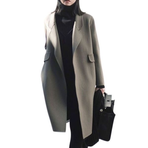 women wool blend coat winter lapel pocket oversize coat outwear warm thick wool coats woman long coats, Black
women wool blend coat winter lapel pocket oversize coat outwear warm thick wool coats woman long coats, Black
