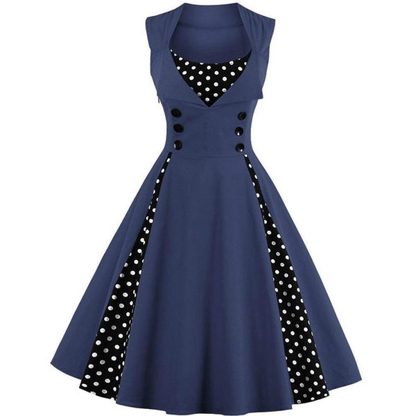 fashion-plus size 4xl vintage retro women dress 50s 60s sleeveless polka dot party vestido elegant patchwork red a line dress casual, Black;gray
fashion-plus size 4xl vintage retro women dress 50s 60s sleeveless polka dot party vestido elegant patchwork red a line dress casual, Black;gray