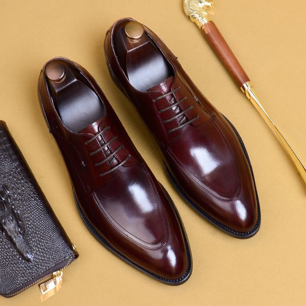 2019 summer new british style men's leather shoes business dress patent leather lace-up shoes, Black
2019 summer new british style men's leather shoes business dress patent leather lace-up shoes, Black