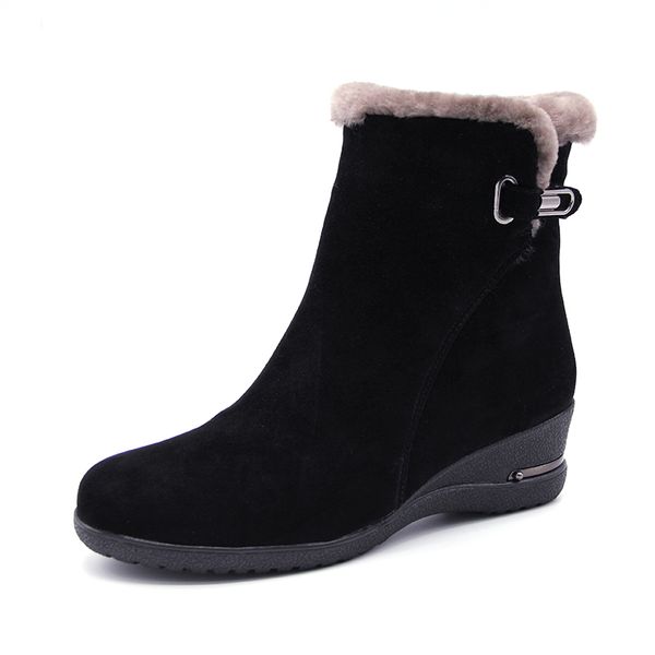 winter new warm wool fur ankle boots genuine wool full grain leather long plush snow boots women wedges shoes, Black
winter new warm wool fur ankle boots genuine wool full grain leather long plush snow boots women wedges shoes, Black