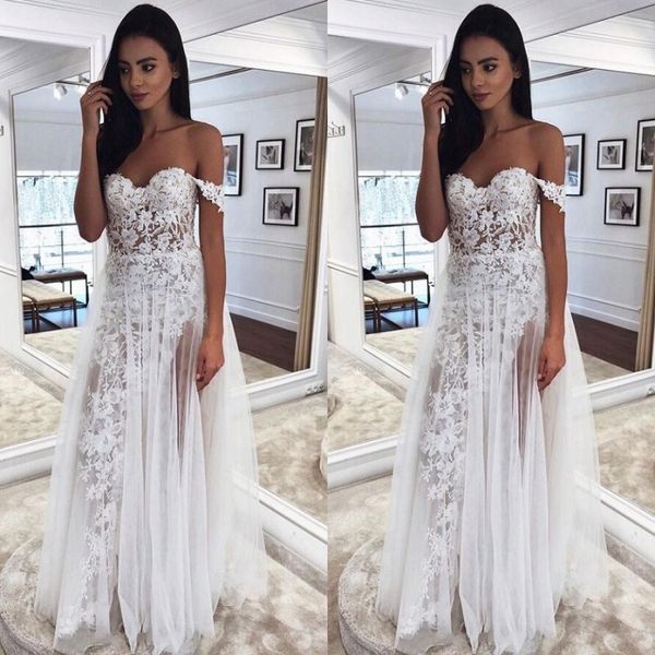 illusion off shouler lace tulle wedding dress 2020 spring summer a line bohemian beach long bridal wedding dresses, White
illusion off shouler lace tulle wedding dress 2020 spring summer a line bohemian beach long bridal wedding dresses, White