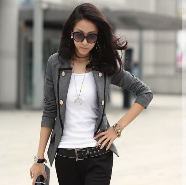 casual fashion office lady women blazers and jackets solid notched slim lady coat double breasted full sleeve blazer feminino, White;black
casual fashion office lady women blazers and jackets solid notched slim lady coat double breasted full sleeve blazer feminino, White;black