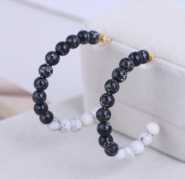 csxjd new personality black and white matching color natural stone exaggerated u-shaped earrings fashion jewelry, Silver
csxjd new personality black and white matching color natural stone exaggerated u-shaped earrings fashion jewelry, Silver