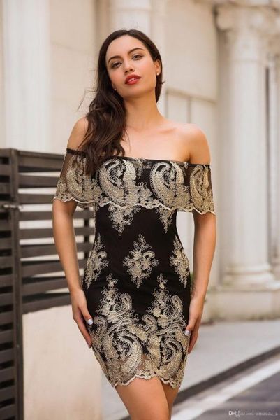 lady slash neck bodycon summer skater dress women elegant gold appliques party dress vestidos, Black;gray
lady slash neck bodycon summer skater dress women elegant gold appliques party dress vestidos, Black;gray