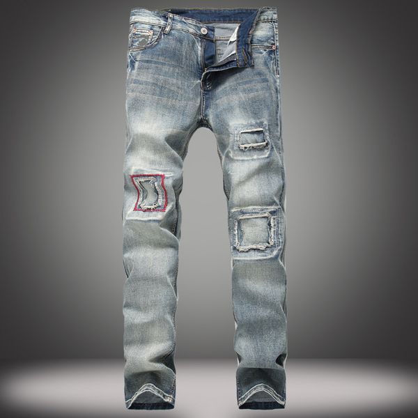 jeans men's new slim jeans men's fashion hole slim straight retro denim trousers, Blue
jeans men's new slim jeans men's fashion hole slim straight retro denim trousers, Blue