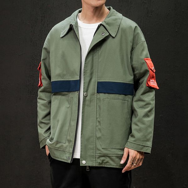 green solid patchwork laple pockets cargo fashion windbreaker autumn zipper oversize men fashion black loose soft jackets, Black;brown
green solid patchwork laple pockets cargo fashion windbreaker autumn zipper oversize men fashion black loose soft jackets, Black;brown