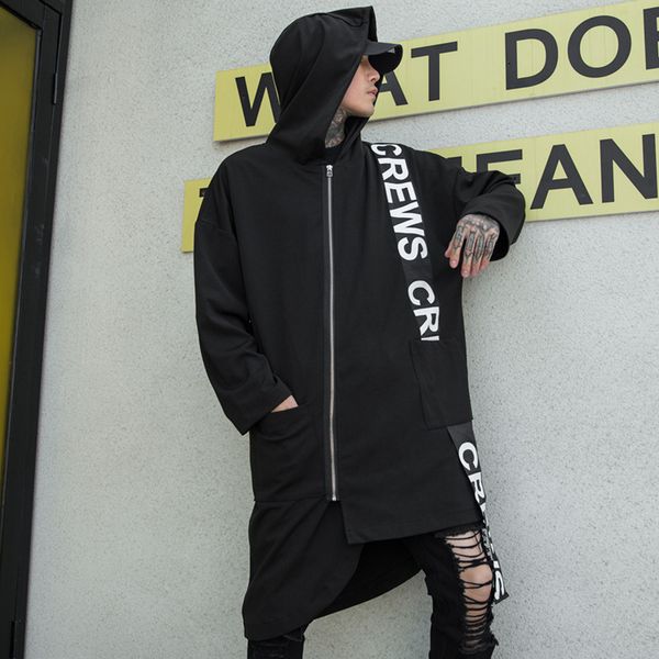 men windbreaker metal chain ribbon punk gothic long trench coat hooded jacket male streetwear hip hop loose outerwear shawl, Tan;black
men windbreaker metal chain ribbon punk gothic long trench coat hooded jacket male streetwear hip hop loose outerwear shawl, Tan;black