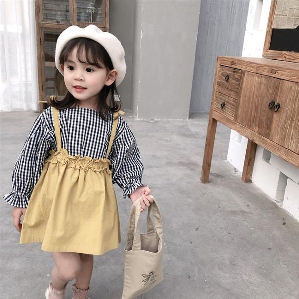 2020 selling baby girls 2pcs set plaid blouse+overall spring kids girls suits 1-6 years, White
2020 selling baby girls 2pcs set plaid blouse+overall spring kids girls suits 1-6 years, White