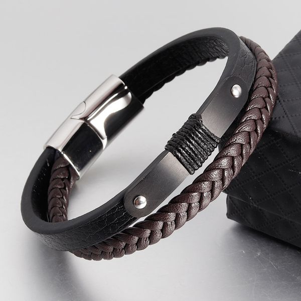naiqube fashion trendy men 2018 charm bracelet vintage party clasp weave leather bracelet brown multilayer handmade jewelry gift, Golden;silver
naiqube fashion trendy men 2018 charm bracelet vintage party clasp weave leather bracelet brown multilayer handmade jewelry gift, Golden;silver