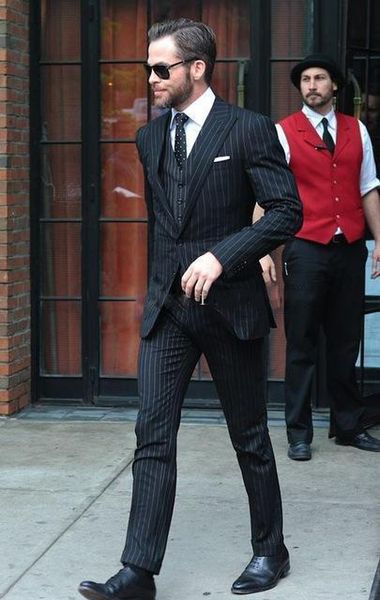 classic style two buttons black strip wedding groom tuxedos peaked lapel groomsmen suits prom wear three pieces (jacket+pant+vest), Black;gray
classic style two buttons black strip wedding groom tuxedos peaked lapel groomsmen suits prom wear three pieces (jacket+pant+vest), Black;gray