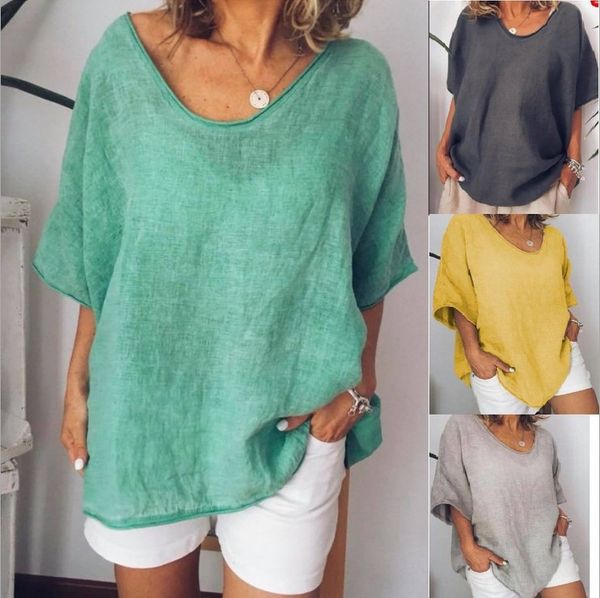 2019 short-sleeved solid color loose cotton and linen 2019 short-sleeved solid color loose cotton and t-shirt linen t-shirt, White
2019 short-sleeved solid color loose cotton and linen 2019 short-sleeved solid color loose cotton and t-shirt linen t-shirt, White