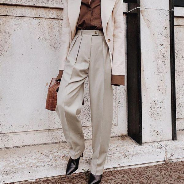 fashion female khaki suit pants autumn 2020 temperament straight tube career loose ladies high waist casual ice pants, Black;white
fashion female khaki suit pants autumn 2020 temperament straight tube career loose ladies high waist casual ice pants, Black;white
