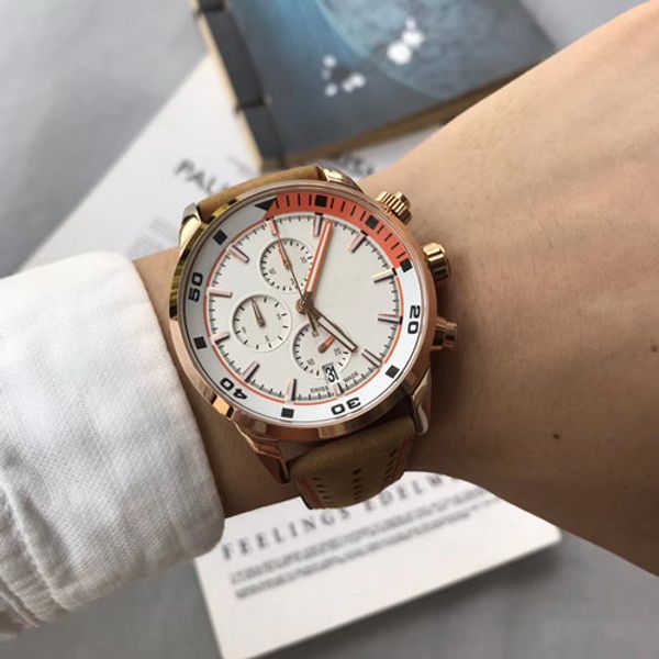 luxury men's watch 44mm vk quartz movement 316l fine steel strap/imported cowhide olympic games chronograph series men's waterproo, Slivery;brown
luxury men's watch 44mm vk quartz movement 316l fine steel strap/imported cowhide olympic games chronograph series men's waterproo, Slivery;brown