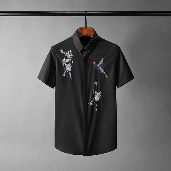 birdie embroidery mens shirts luxury short sleeve casual black white man shirts plus size 4xl slim fit party male, White;black
birdie embroidery mens shirts luxury short sleeve casual black white man shirts plus size 4xl slim fit party male, White;black
